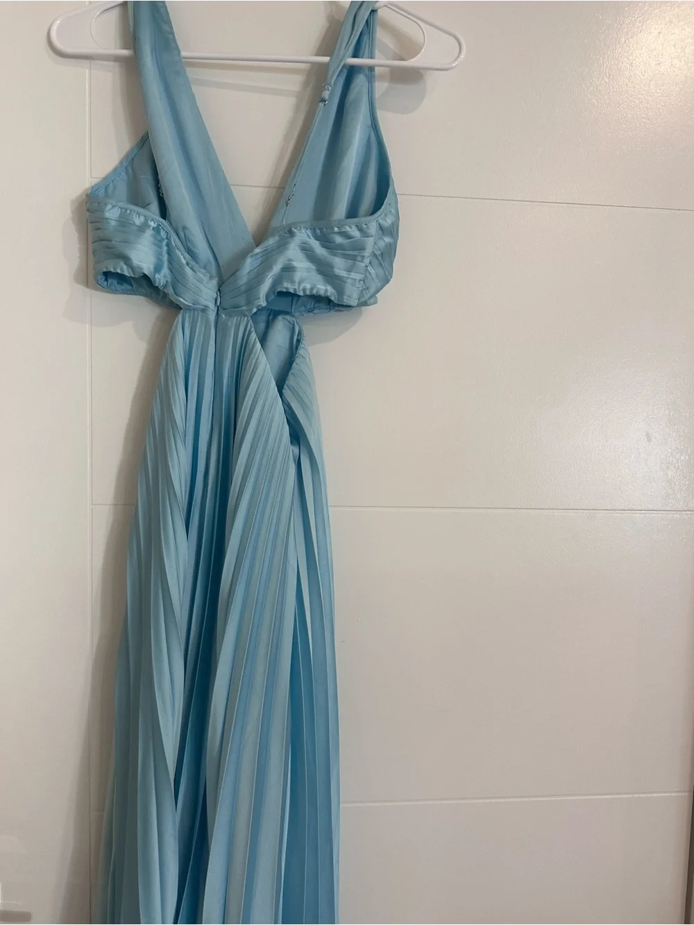 Abercrombie & Fitch Light Blue Pleated Cutout midi Dress